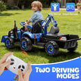 thumbnail image 3 of 4-in-1 24V Kids Ride On Electric Tractor Toy with Construction Attachments (Excavator, Dump Truck & Bulldozer) with Remote Control, 3 Speed Adjustable, Built-in Music Player, LED Light, Blue, 3 of 9