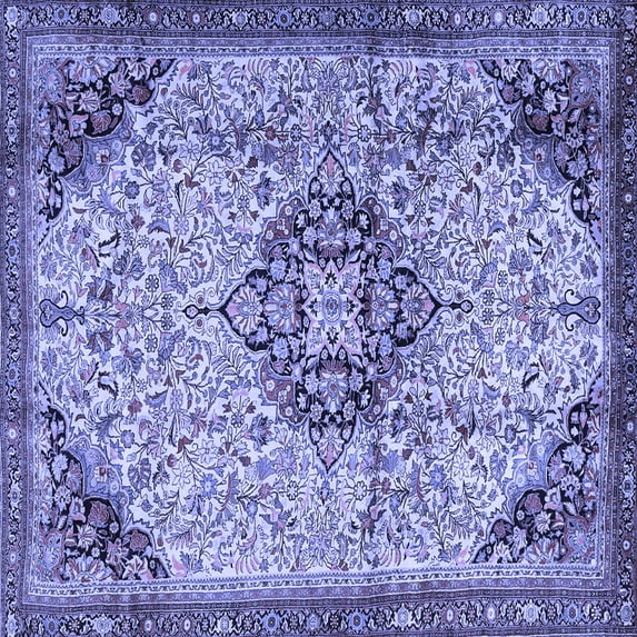 Ahgly Company Indoor Square Medallion Blue Traditional Area Rugs, 5' Square