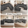 thumbnail image 3 of Ovios Oversized Modular Sectional Sofa Couch 130.7 Inch 8 Seater U Shaped Sofa with Ottoman Modern Deep Seat Cloud Corduroy Couches for Living Room,Office, Grey, 3 of 9