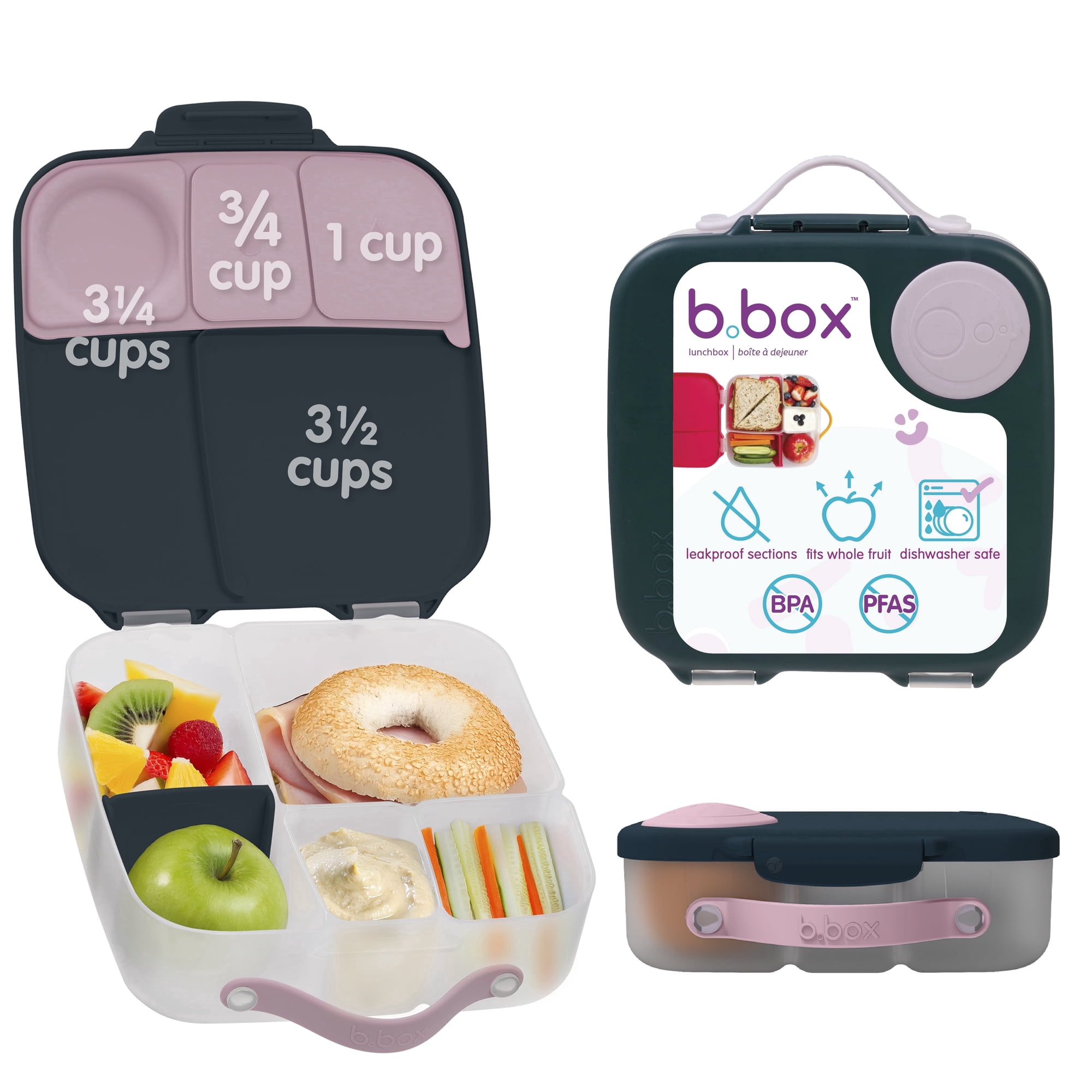 b.box Large Lunch Box for Kids, Bento Box with Ice Pack, Leakproof - Indigo Rose