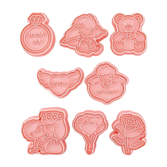8-Piece Valentines Day Cookie Cutters Wedding Cartoon 3D Pressed Bakeware Fondant Baking Tools