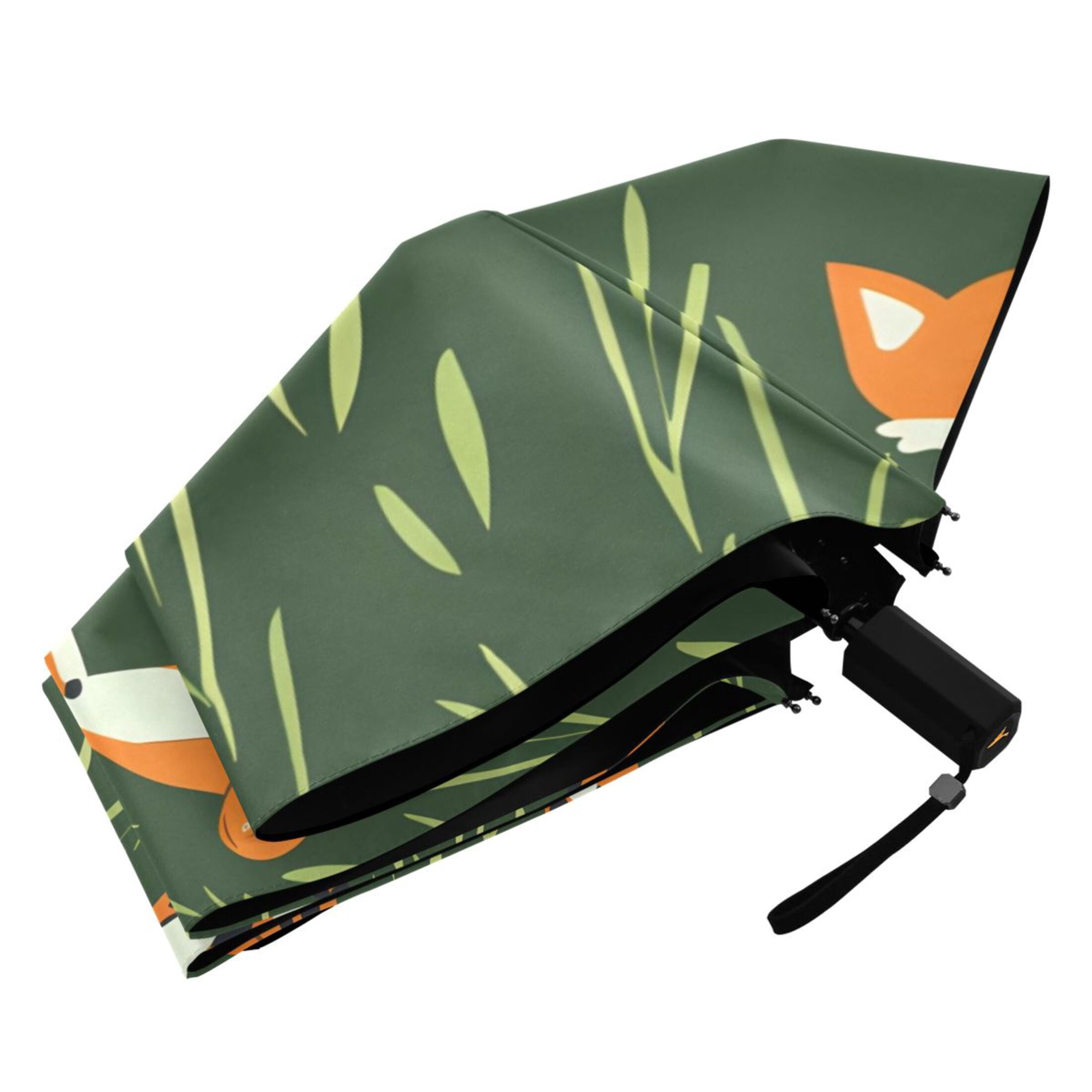 ALAZA Cartoon Foxes UPF 50+ Compact Folding Umbrella for Rain Travel Umbrella Packable