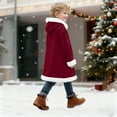 thumbnail image 5 of YMNXA Big Girls Boys Christmas Hooded Coat With Pocket Long Sleeve Solid Color Plush Warm Comfortable Jacket For Daily Wear And Party Wine 3-4 Years, 5 of 9