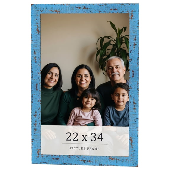 22x34 Frame Blue Solid Wood Picture Frame Width 1.125 Inches | Interior Frame Depth 0.5 Inches |