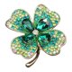 thumbnail image 4 of Broche elegante de trébol con diamantes de imitación, Pin de solapa de trébol irlandés, recuerdo irlandés, Pin de cristal verde brillante para chaquetas, bolsos, mochilas, 4 of 5