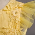 thumbnail image 6 of Huowey Girls Dresses A-Line Solid Color Sleeveless Crewneck Lace Tulle Pageant Dress Ruffle Shoulder Formal Ball Gown For Wedding Birthday Party Flower Girl Photography Event Clothes,Yellow, 6 of 8