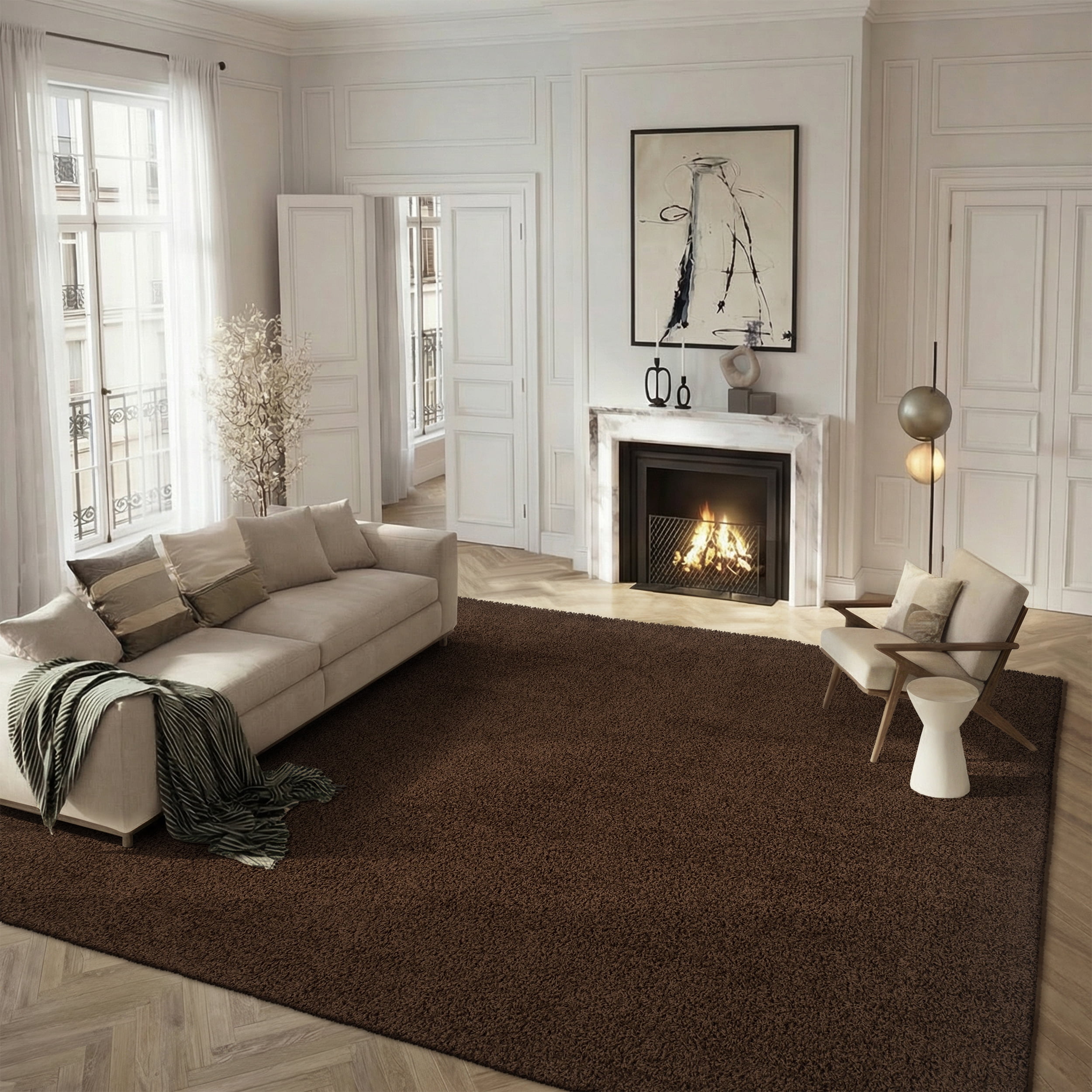Safavieh Athens Talia Solid Shag Area Rug, Brown, 5'1" x 7'6"