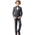 thumbnail image 5 of Boys Suit Set Formal Dress Shirt with BowTie Vest Pants Toddler Boy Tuxedo Suits, 5 of 13
