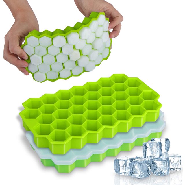 Suministros de herramientas de barra de cocina Bacà Hexagonal Silicona Glaç Con Tapa, Libre de BPA, 2 Moldes & Moldes; Glaç Cantidad de 74 Bandejas Ormromra JH-0034