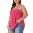thumbnail image 4 of CURVY GLAM Women' s Plus Size Cami Adjustable Strap Elegant Basic Pleated Camisole Sleeveless Tank Tops 2X Hot Pink, 4 of 6