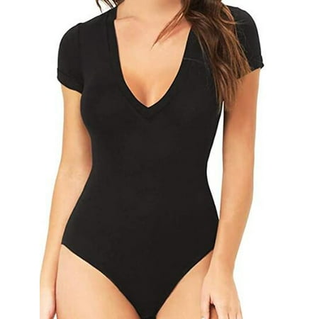 

LELINTA Women s Long Sleeve V-Neck Stretchy Bodysuit Tummy Control Slim Corset Shapewear Tops S-XL Black/ Wine Red