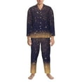 thumbnail image 3 of Naloa Gold Black Glitter Men’s Pajamas Set - Long Sleeve Button Down Sleep Shirt and Pajama Bottoms Sleepwear Set-X-Large, 3 of 7