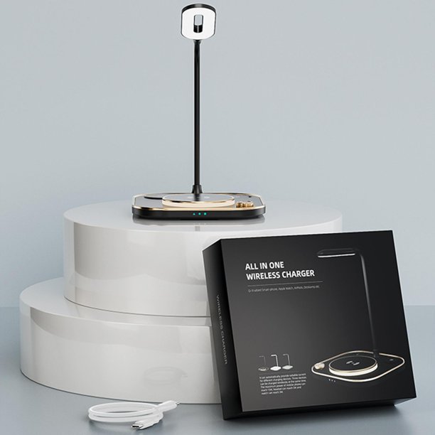 Lámpara de Carga Inalámbrica X3, Soporte para Regalos, Estación de Carga / Soporte / Base de Carga Rápida, Base para Oficina de Dormito - Lámpara egra negro