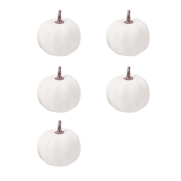 2026 Halloween Indoor Decorations 5Pcs Mini Artificial Pumpkins Ornaments 3 Sizes White/Orange Foam Plastic Small Pumpkins Fall Thanksgiving Halloween Table Decor