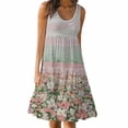 thumbnail image 2 of CQCYD Summer Dresses 2023, Women Printed Sleeveless Crew Neck Dress Loose Beach Dress Holiday Dress and Ankle Dress Leisure Sales Today Clearance Pink S, 2 of 5