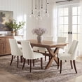 thumbnail image 6 of AFO Upholstered Dining Chairs Set of 2 with Solid Wood Legs & Padded Seat, Wood Mid Century Side Chairs for Kitchen Desk, Dining Room and Restaurant, Beige, 6 of 13