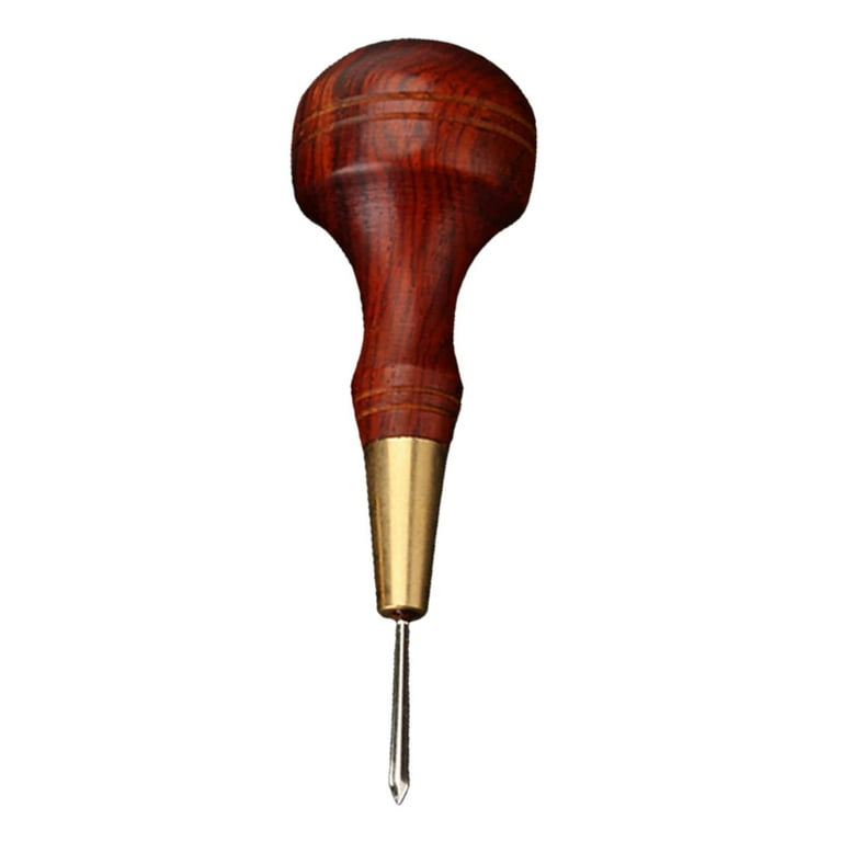 Wooden Handle Awl Tool, Leather Sewing Diamond Shape , Hand Stitching  Scratch Awl, for DIY Handmade Pin Punching. , 3mm Red Brown, 90x30mm