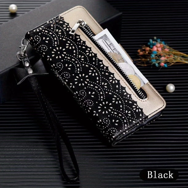 Luxury Flip Wallet Case for Samsung Galaxy S20 S21 S22 S23 Plus Ultra - Folio Zipper Kickstand, Wristlet Lanyard, Card Slots Cover
