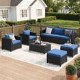 thumbnail image 6 of LazySunsets 8 Piece Outdoor Furniture Set, Rattan Wicker Outdoor Conversation Set Patio Furniture, Navy Blue/Black, 6 of 9