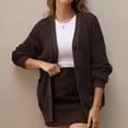 thumbnail image 3 of QUALFORT Women's 100% Cotton Cardigan Sweater, Oversized Long Sleeve Knit Button Front Cardigan with Pockets, Coffee Brown L, 3 of 7