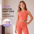 thumbnail image 2 of Essenclo Girls Athletic Crop Tank Tops, 3 Pack, Stretch Tops for Dance, Gymnastics, Yoga & Activewear, 2 of 6