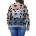 thumbnail image 3 of Agnes Orinda Women's Plus Size Sheer Jackets Long Sleeve Floral Lace Bomber Jacket 1X Gray Blue, 3 of 6