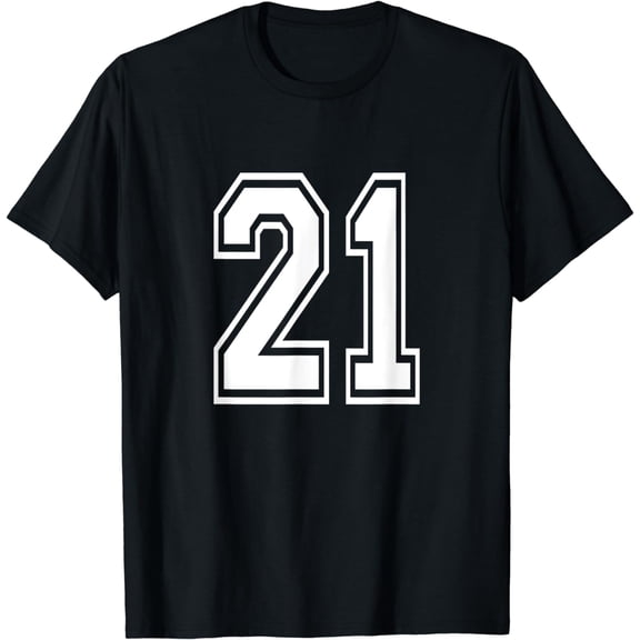 Number 21 T-Shirt Birthday Varsity Sports Team Jersey