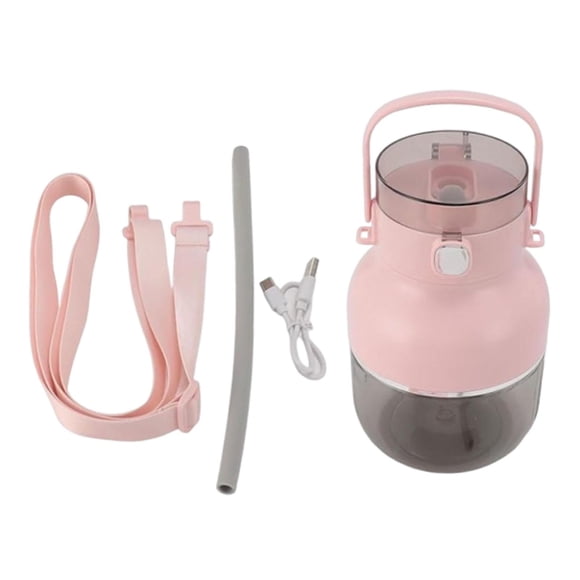 Licuadora eléctrica portátil, exprimidor personal de 500 ml con correa para el hombro, 16 x 21 cm, carga USB C para mamás fitness, viajes, ligero Rosa