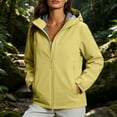thumbnail image 2 of FRSASU Women's Softshell Hooded Jacket Full Zip Water Resistant Windproof Lightweight Outdoor Coat with Pockets Yellow, 2 of 9