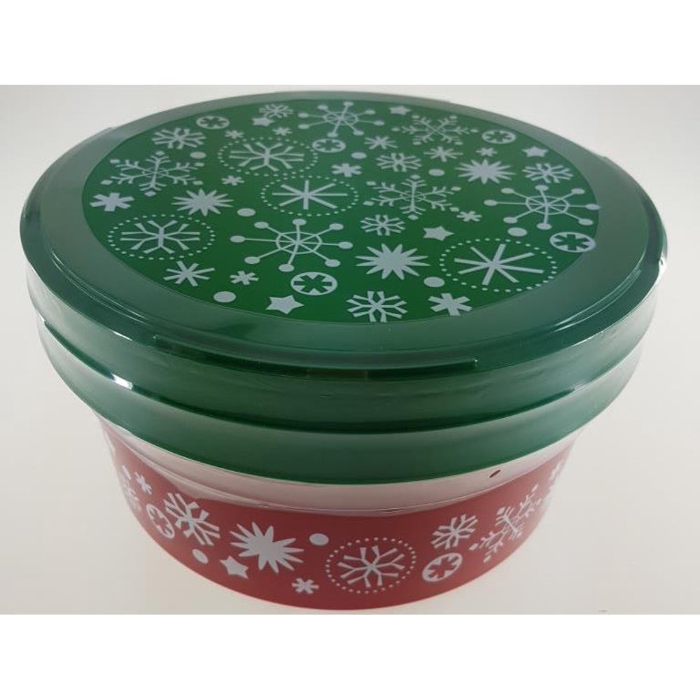 2 red truck with christmas tree round cookie tin containers 6.5" new Holiday Time Red Snowflakes Cookie Containers, 2 Pack - Walmart.com