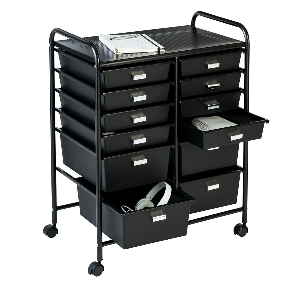 Honey Can Do 12Drawer Rolling Storage and Craft Cart Organizer, Black
