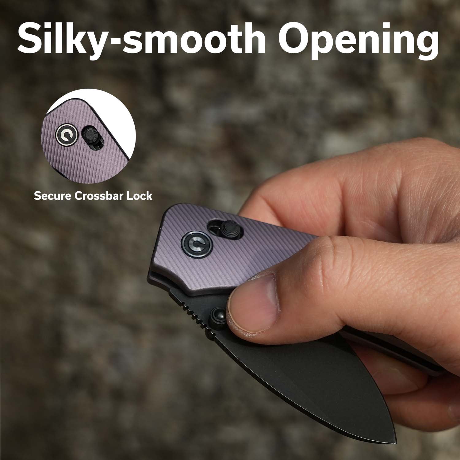 CIVIVI Small Pocket Knife Baby Banter 2 Crossbar Lock folding Knife with 2.34" Nitro-V Blade Aluminum Handle, Titanium Thumb Stud Opener C23074-2