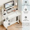 thumbnail image 6 of cbehtwi 80x50cm Small Rolling Computer Desk – 3-Tier Work Office Desk with Monitor Stand, Compact Writing Desk for Small Spaces/Students, 6 of 8