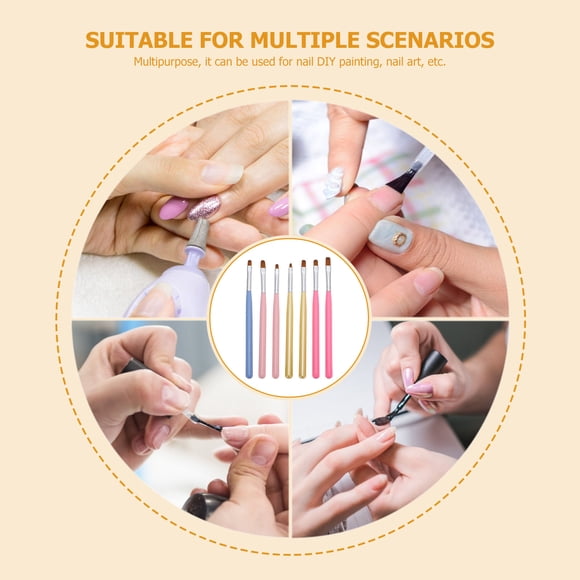 WHAMVOX 7Ud Herramientas Para Manicura Nail Art Con Pinceles De Material Resistente Y Colores Surtidos