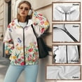 thumbnail image 6 of COEQINE Women's Long Sleeve Hoodie Oversized Lightweight Sweatshirts Colorful Tulips Pattern Full Zip Up Outfits Jacket Fashion Fall Casual Wear Fall Winter Clothes with Pockets, XS, 6 of 7