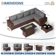 thumbnail image 2 of Poteban Outdoor Sectional with Fire Pit Table, 8 Inch Armrest Patio Furniture Set for Garden Backyard, 4'' Thickened Cushion, Brown&Grey, 2 of 6