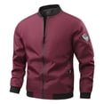thumbnail image 4 of Cmfcve Men's Zip up Bomber Jacket Ribbed Collar Lightweight Long Sleeve Jacket Fall Fashion Baseball Coat Outerwear with Pockets, 4 of 9