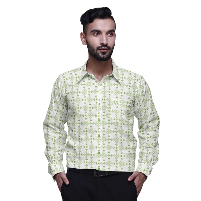 BESTMAN Printed Cotton Shirts For Men Long Sleeve Slim Fit Formal Shirt For Boy
