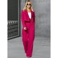 thumbnail image 5 of Women'S 2 Piece Casual Outfits Cropped Blazer Jackets High Waisted Wide Leg Work Pants Suit Set Rose Red M, 5 of 9