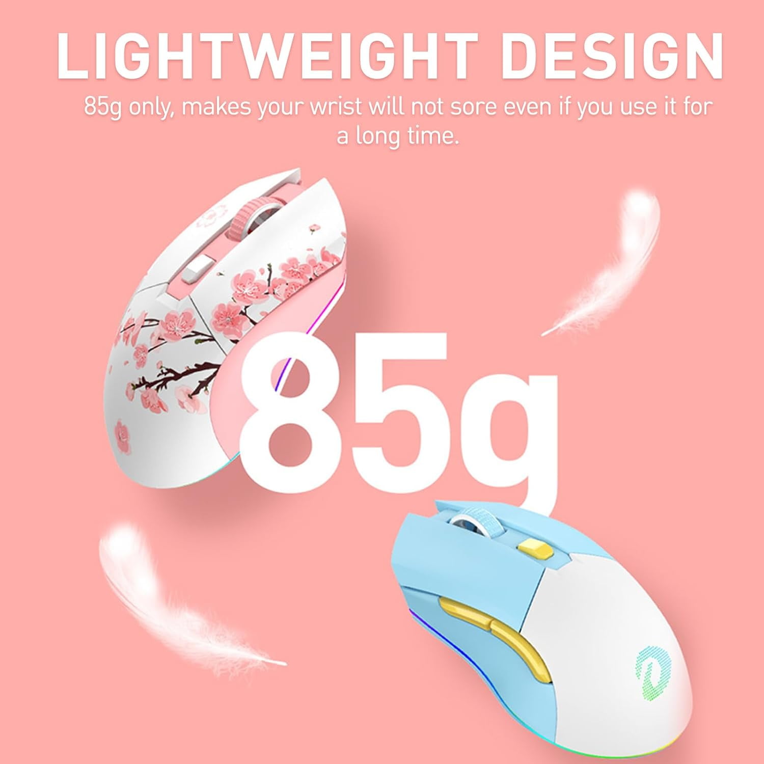 DAREU Wireless Optical Gaming Mouse with Charging Dock 85g Lightweight 12000 DPI RGB Backlight for PC Notebook