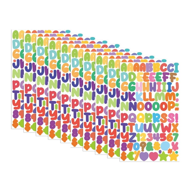10 Pcs Letter Stickers Alphabet Number Shape Decorative Labels for Mailbox Classroom Car Laptop Scrapbook