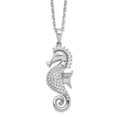thumbnail image 1 of Diamond2Deal Collier Hippocampe CZ en Argent Sterling 925 Rhodié avec Rallonge de 2 Pouces pour Femmes 18 Pouces, 1 of 4