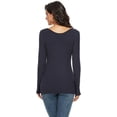 thumbnail image 4 of Women Long Sleeve Crew Neck/Scoop Neck Rayon Slim Fit Stretchy Layer T Shirts Tops, 4 of 5