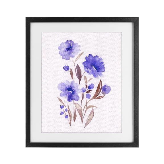 Stupell Industries Shabby Chic Watercolor Purple Blossoms Black Framed Print Under Glass, 13 x 16, by Leah Noel Art