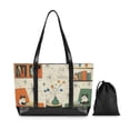 thumbnail image 7 of FORMRS Canvas Laptop Tote Bag for Women with 15.6" Computer Compartments Shoulder Handbag, Beige Cats Reading, 7 of 7