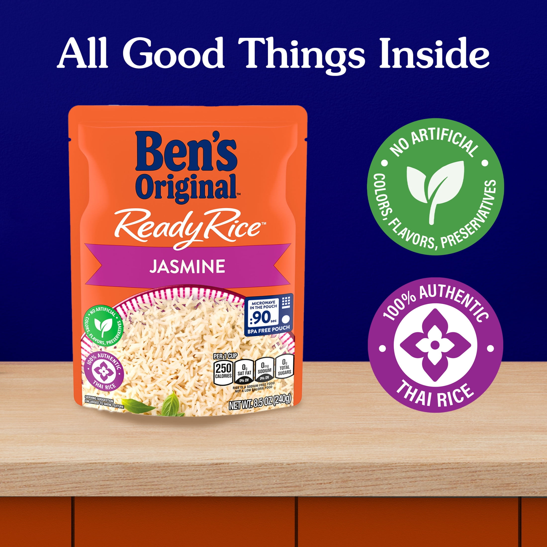 (12 pack) Ben's Original Ready Rice Jasmine Rice, Easy Dinner Side, 8.5 Ounce Pouch