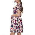 thumbnail image 2 of Picia Skull lips record Guitar Pattern Women's Short Sleeve Summer Dress Pleated Loose Swing Knee Length Short Sleeve Swing Dresses, 2 of 6
