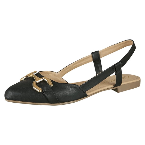 Balerina Para Mujer CASTALIA Negro con Detalle Dorado 157-22 CASTALIA 157-22