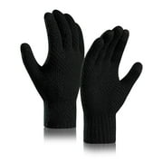 Htwon Winter Gloves Men Touchscreen Winter Work Gloves Warm Wool Fleece Texting Gloves Soft Lining Elastic Cuff Glove (Black)