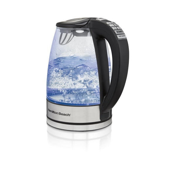 Hamilton Beach Temperature Control Glass Electric Tea Kettle, Water Boiler & Heater, 1.7L, Cordless, LED Indicator, Keep Warm, Auto-Shutoff & Boil-Dr